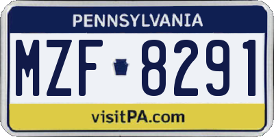 PA license plate MZF8291