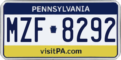 PA license plate MZF8292