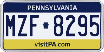 PA license plate MZF8295