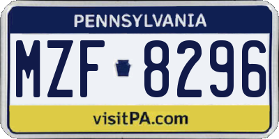 PA license plate MZF8296