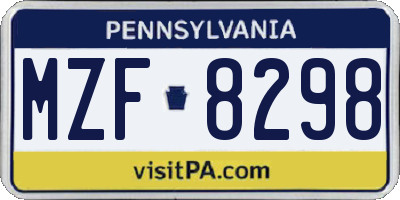 PA license plate MZF8298