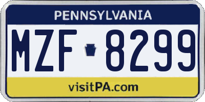 PA license plate MZF8299
