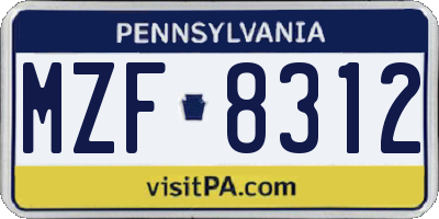 PA license plate MZF8312
