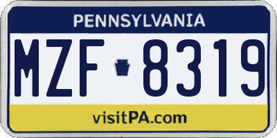 PA license plate MZF8319
