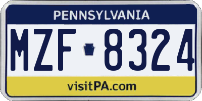 PA license plate MZF8324
