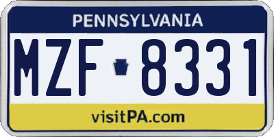 PA license plate MZF8331