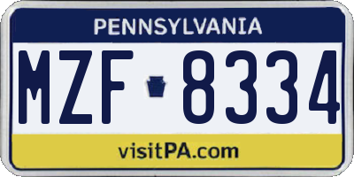 PA license plate MZF8334