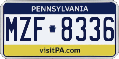 PA license plate MZF8336
