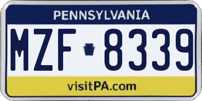 PA license plate MZF8339