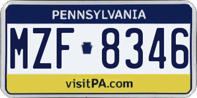 PA license plate MZF8346
