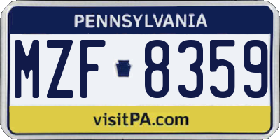 PA license plate MZF8359