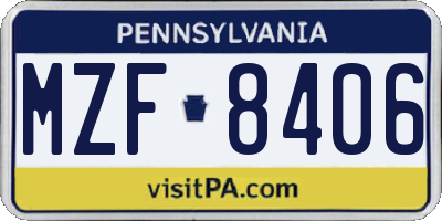 PA license plate MZF8406