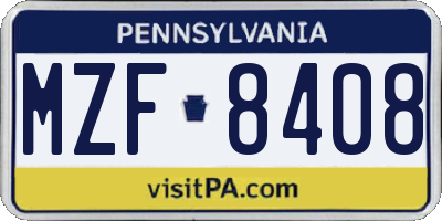 PA license plate MZF8408