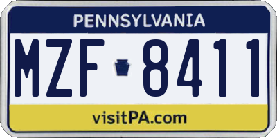 PA license plate MZF8411