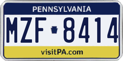 PA license plate MZF8414