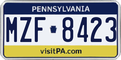 PA license plate MZF8423