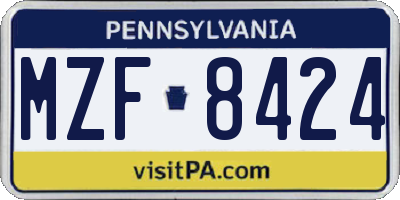 PA license plate MZF8424