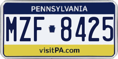 PA license plate MZF8425
