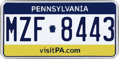PA license plate MZF8443