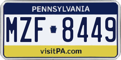 PA license plate MZF8449