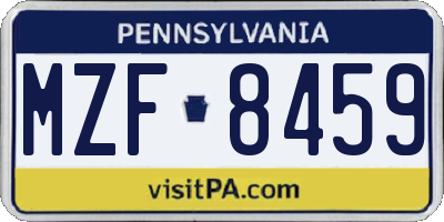 PA license plate MZF8459