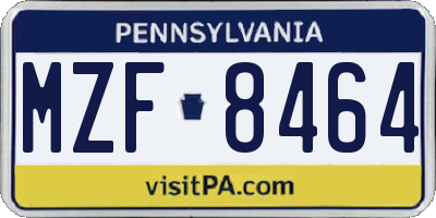 PA license plate MZF8464