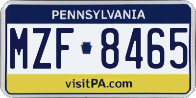 PA license plate MZF8465