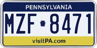 PA license plate MZF8471
