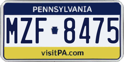 PA license plate MZF8475
