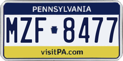 PA license plate MZF8477