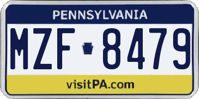 PA license plate MZF8479