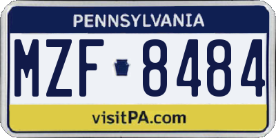PA license plate MZF8484