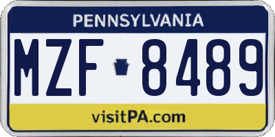 PA license plate MZF8489