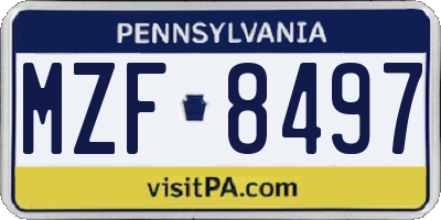 PA license plate MZF8497