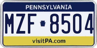 PA license plate MZF8504
