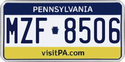 PA license plate MZF8506