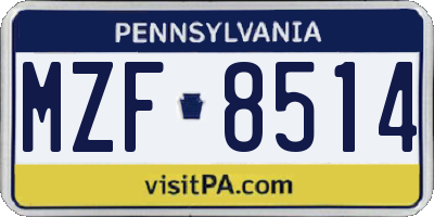 PA license plate MZF8514