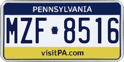 PA license plate MZF8516