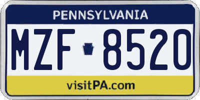 PA license plate MZF8520