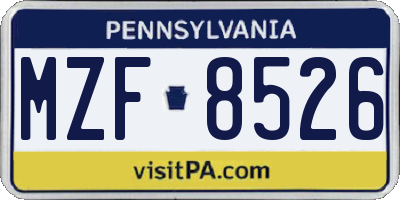 PA license plate MZF8526