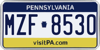 PA license plate MZF8530