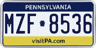 PA license plate MZF8536