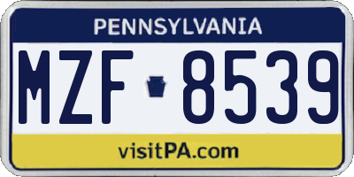 PA license plate MZF8539