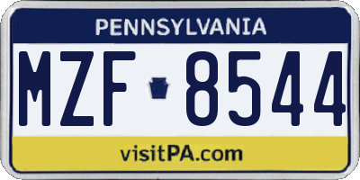 PA license plate MZF8544