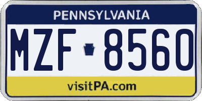 PA license plate MZF8560