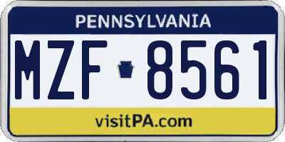 PA license plate MZF8561
