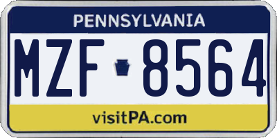 PA license plate MZF8564