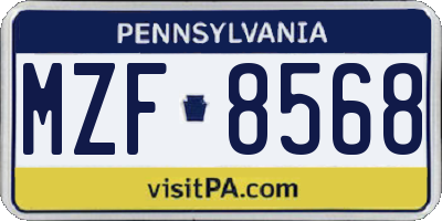 PA license plate MZF8568