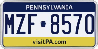 PA license plate MZF8570