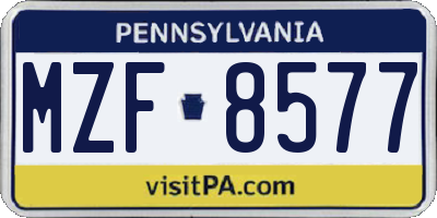 PA license plate MZF8577